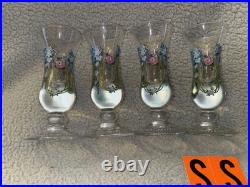 Vintage Antique Exquisite German enameled shot glasses cordials set of 4 LOC SS