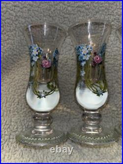 Vintage Antique Exquisite German enameled shot glasses cordials set of 4 LOC SS