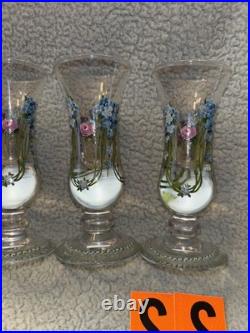 Vintage Antique Exquisite German enameled shot glasses cordials set of 4 LOC SS