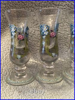 Vintage Antique Exquisite German enameled shot glasses cordials set of 4 LOC SS