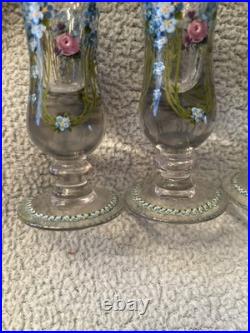 Vintage Antique Exquisite German enameled shot glasses cordials set of 4 LOC SS