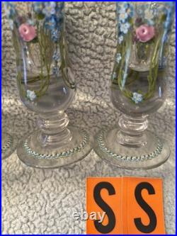 Vintage Antique Exquisite German enameled shot glasses cordials set of 4 LOC SS