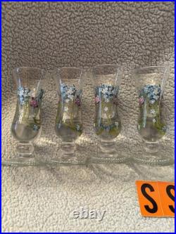 Vintage Antique Exquisite German enameled shot glasses cordials set of 4 LOC SS