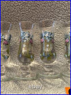Vintage Antique Exquisite German enameled shot glasses cordials set of 4 LOC SS