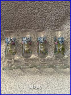 Vintage Antique Exquisite German enameled shot glasses cordials set of 4 LOC SS