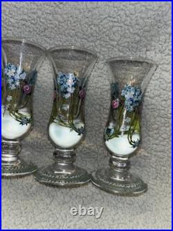 Vintage Antique Exquisite German enameled shot glasses cordials set of 4 LOC SS