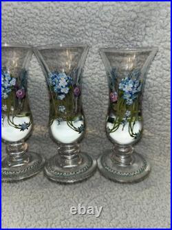 Vintage Antique Exquisite German enameled shot glasses cordials set of 4 LOC SS