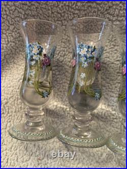 Vintage Antique Exquisite German enameled shot glasses cordials set of 4 LOC SS