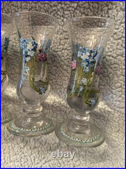 Vintage Antique Exquisite German enameled shot glasses cordials set of 4 LOC SS