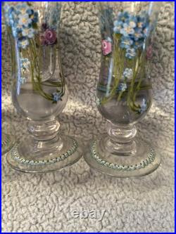 Vintage Antique Exquisite German enameled shot glasses cordials set of 4 LOC SS