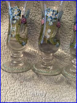 Vintage Antique Exquisite German enameled shot glasses cordials set of 4 LOC SS