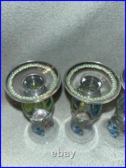 Vintage Antique Exquisite German enameled shot glasses cordials set of 4 LOC SS