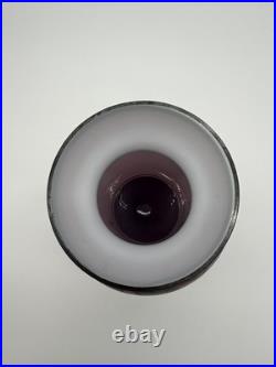Vintage Antique GERMAN STERLING Silver Overlay Amethyst ART GLASS VASE Peacocks