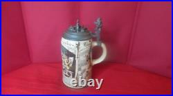 Vintage Antique German 727 Geschützt Ceramic Stein with Gnomes / Dwarves Bowling