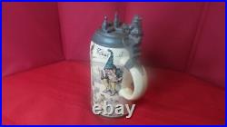 Vintage Antique German 727 Geschützt Ceramic Stein with Gnomes / Dwarves Bowling