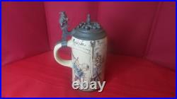 Vintage Antique German 727 Geschützt Ceramic Stein with Gnomes / Dwarves Bowling