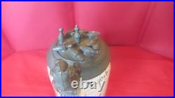 Vintage Antique German 727 Geschützt Ceramic Stein with Gnomes / Dwarves Bowling