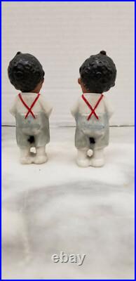 Vintage Antique German All Bisque Black Nodder Little Boy Figurine x 2 Vintage Antique German All Bisque Black Nodder Little Boy Figurine x 2