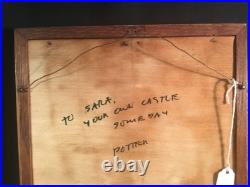 Vintage / Antique German Art Marquetry superb Patina on Hillside Castle c. 1920s
