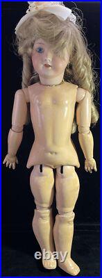 Vintage Antique German Bisque 22 Ball-Jointed Doll in LOVELY DRESS