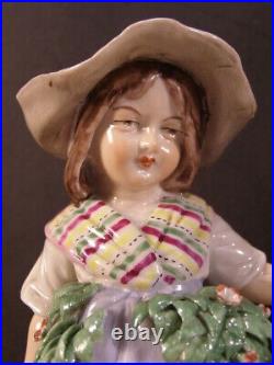 Vintage Antique German Capodimonte Figural Group Statue Sculpture Girl Goose Cat Vintage Antique German Capodimonte Figural Group Statue Sculpture Girl Goose Cat