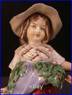 Vintage Antique German Capodimonte Figural Group Statue Sculpture Girl Goose Cat Vintage Antique German Capodimonte Figural Group Statue Sculpture Girl Goose Cat