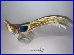 Vintage / Antique German Ceramic Bird Pheasant ENS by Karl Volkstedt 12 x 6.5