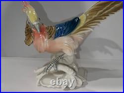 Vintage / Antique German Ceramic Bird Pheasant ENS by Karl Volkstedt 12 x 6.5