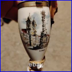 Vintage Antique German Ceramic Pipe with Linz painting