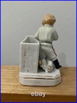 Vintage Antique German Conta & Boehme Porcelain Boy & Dog Match Holder