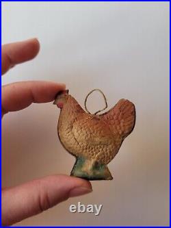 Vintage Antique German Dresden Cardboard Christmas Ornament Chicken 2 1/8/5cm