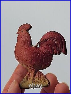 Vintage Antique German Dresden Cardboard Christmas Ornament Rooster 2 1/4/6cm Vintage Antique German Dresden Cardboard Christmas Ornament Rooster 2 1/4/6cm