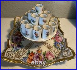 Vintage Antique German Dresden Hand Painted Porcelain Cigarette Holder, Ashtray Vintage Antique German Dresden Hand Painted Porcelain Cigarette Holder, Ashtray