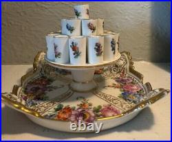 Vintage Antique German Dresden Hand Painted Porcelain Cigarette Holder, Ashtray Vintage Antique German Dresden Hand Painted Porcelain Cigarette Holder, Ashtray