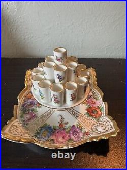 Vintage Antique German Dresden Hand Painted Porcelain Cigarette Holder, Ashtray Vintage Antique German Dresden Hand Painted Porcelain Cigarette Holder, Ashtray