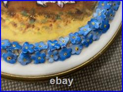 Vintage Antique German Dresden Porcelain Box with Courting Couple & Floral Dec Vintage Antique German Dresden Porcelain Box with Courting Couple & Floral Dec