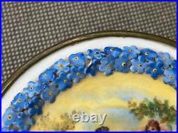 Vintage Antique German Dresden Porcelain Box with Courting Couple & Floral Dec