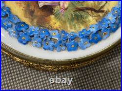 Vintage Antique German Dresden Porcelain Box with Courting Couple & Floral Dec