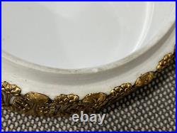 Vintage Antique German Dresden Porcelain Box with Courting Couple & Floral Dec