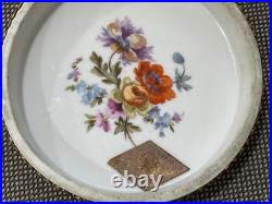 Vintage Antique German Dresden Porcelain Box with Courting Couple & Floral Dec
