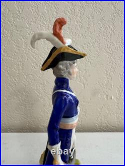 Vintage Antique German Dresden Porcelain Military Soldier with Sword Flag Figurine