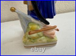 Vintage Antique German Dresden Porcelain Military Soldier with Sword Flag Figurine