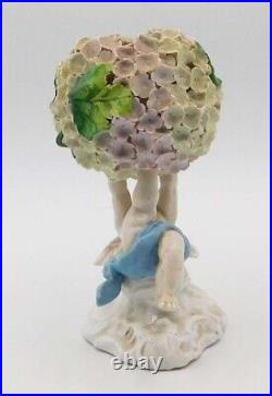 Vintage Antique German Dresden Porcelain Snowball Cherub Flower Encrusted Vase Vintage Antique German Dresden Porcelain Snowball Cherub Flower Encrusted Vase