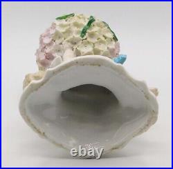 Vintage Antique German Dresden Porcelain Snowball Cherub Flower Encrusted Vase Vintage Antique German Dresden Porcelain Snowball Cherub Flower Encrusted Vase