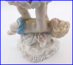 Vintage Antique German Dresden Porcelain Snowball Cherub Flower Encrusted Vase Vintage Antique German Dresden Porcelain Snowball Cherub Flower Encrusted Vase
