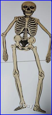 Vintage / Antique German Embossed Halloween Jointed Skeleton Decoration