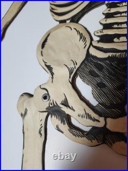 Vintage / Antique German Embossed Halloween Jointed Skeleton Decoration