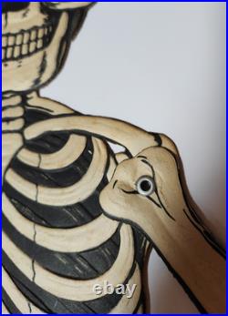 Vintage / Antique German Embossed Halloween Jointed Skeleton Decoration