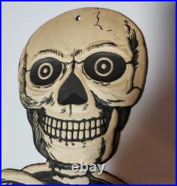 Vintage / Antique German Embossed Halloween Jointed Skeleton Decoration