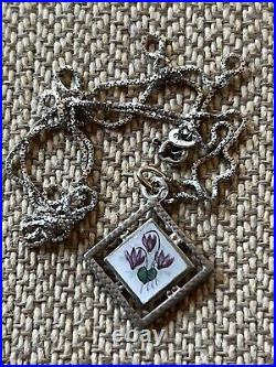 Vintage Antique German Enameled Charm With Necklace Vintage Antique German Enameled Charm With Necklace
